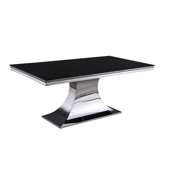 Somette Emilia Black Rectangular Dining Table with Concave Base