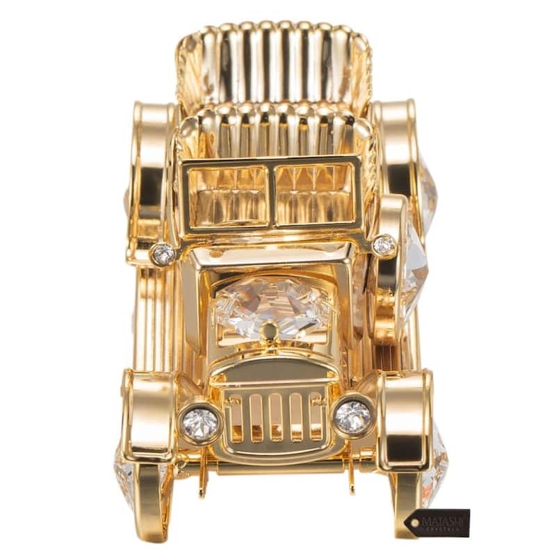 24K Gold Plated Crystal Studded Vintage Car Ornament by Matashi