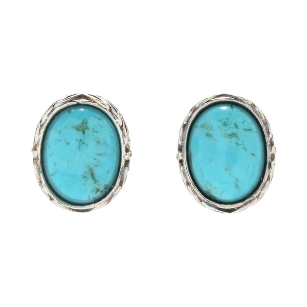 Pinctore Sterling Silver Oval 8 Turquoise Stud Earrings On Pinctore Sterling Silver Oval 8 Turquoise Stud Earrings