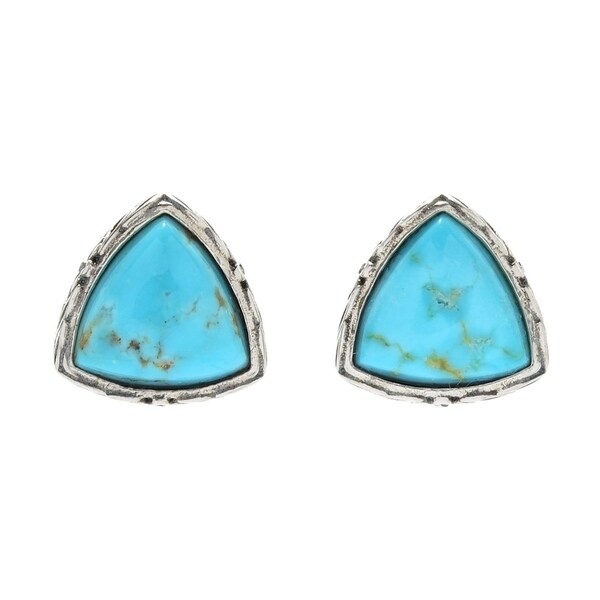 Pinctore Sterling Silver Trillion 8 Turquoise Stud Earrings Pinctore Sterling Silver Trillion 8 Turquoise Stud Earrings