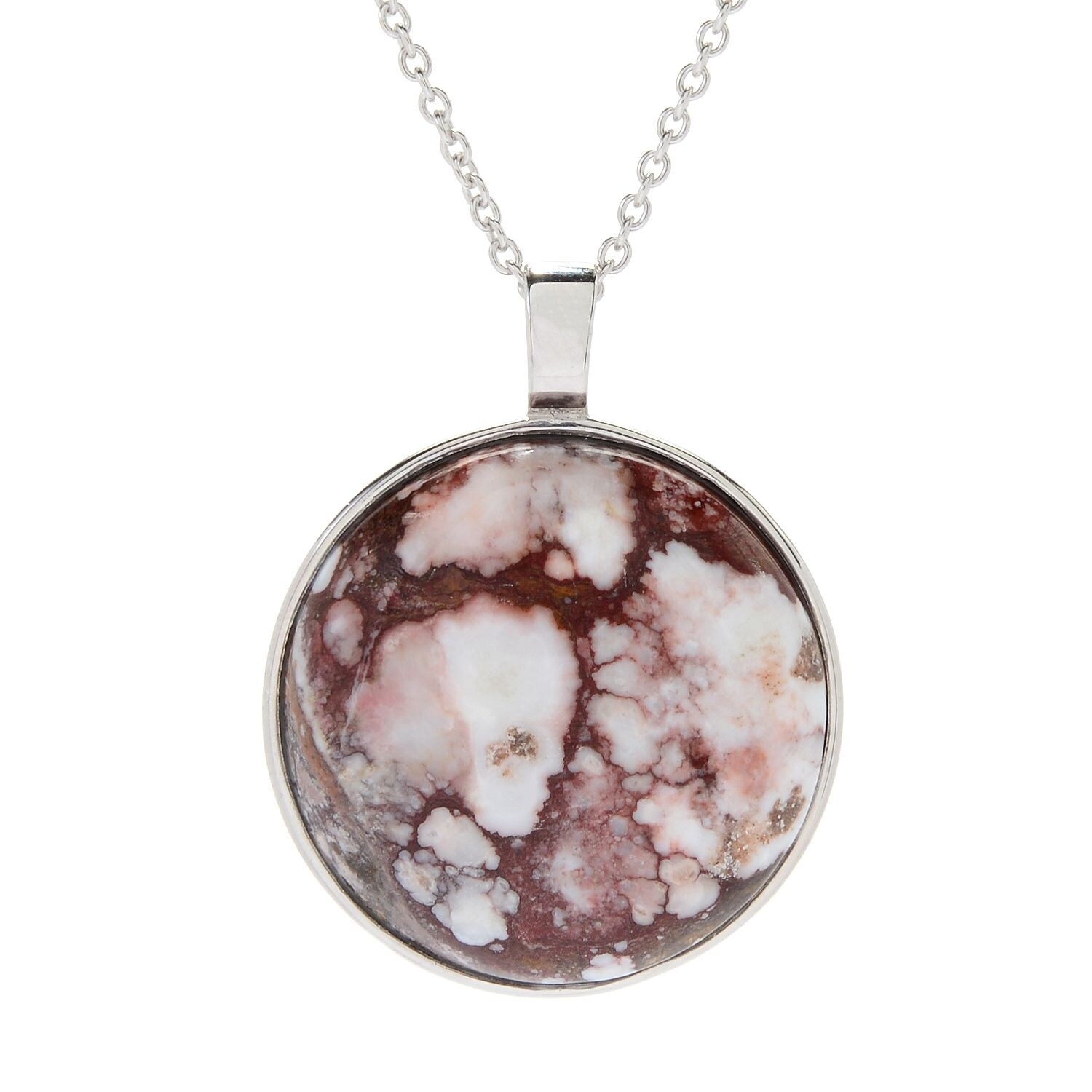 White Jasper Silver Pendant Necklace