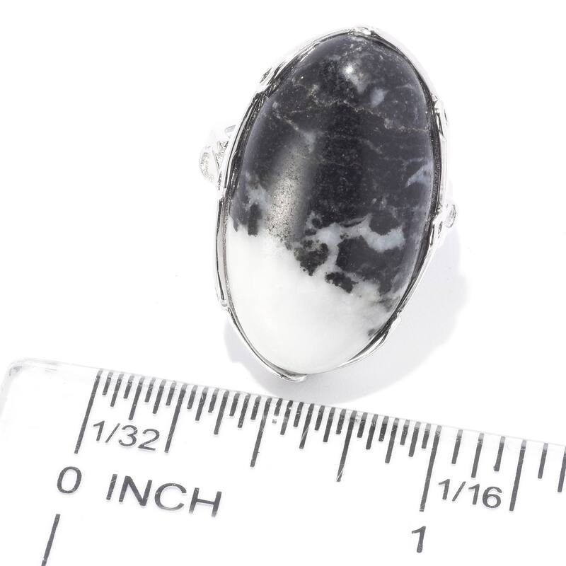 Sterling Silver 25 x 14mm Oval Shaped Cabochon North-South Ring
