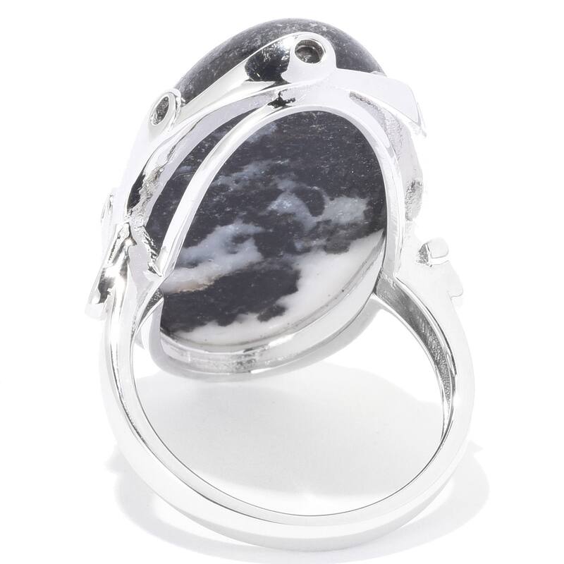 Sterling Silver 25 x 14mm Oval Shaped Cabochon North-South Ring