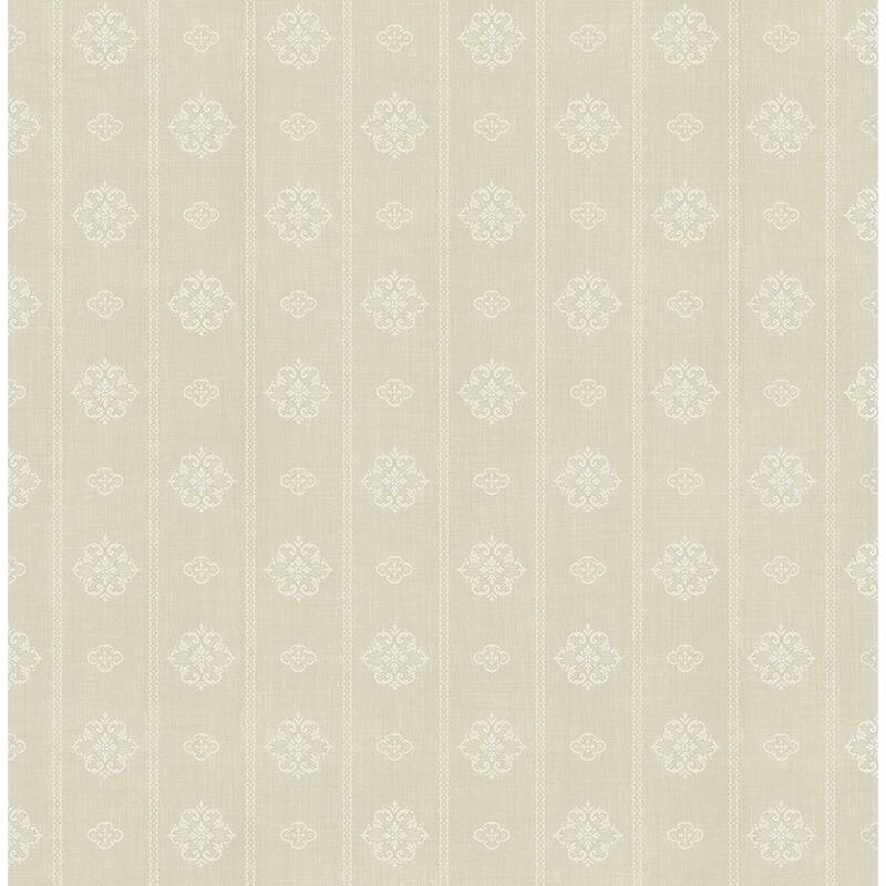 Medallion Stripe Wallpaper - tan and cream