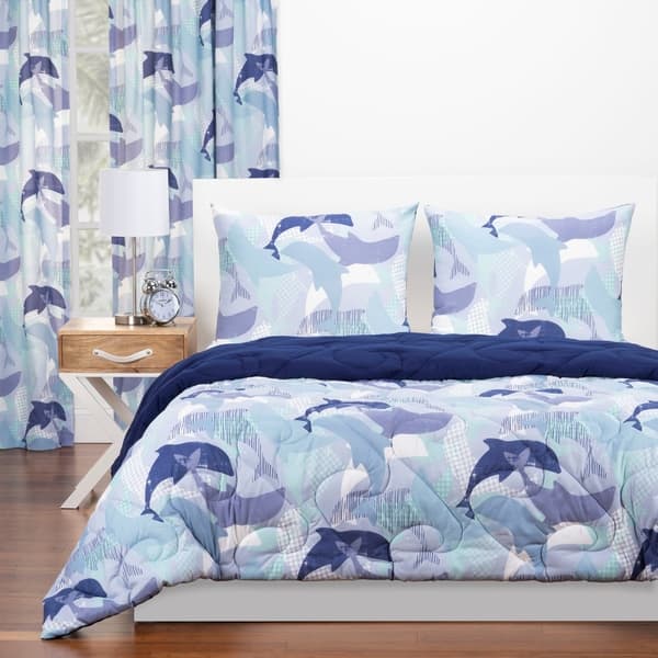 Shop Crayola Life S Porpoise Reversible Comforter Set In Blue On