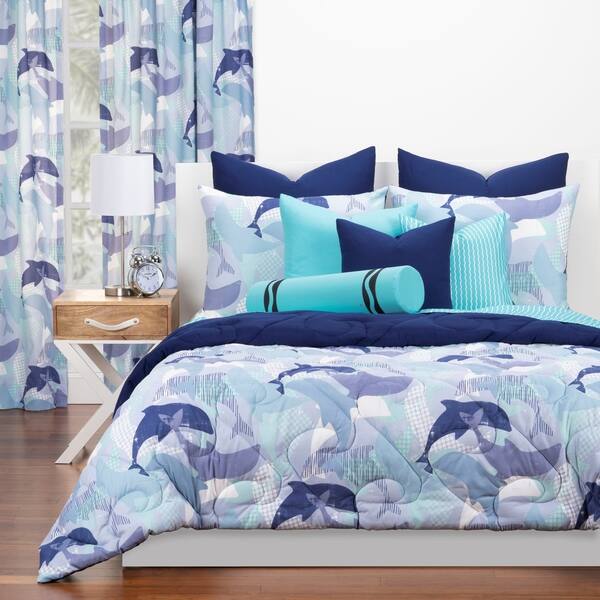 Shop Crayola Life S Porpoise Reversible Comforter Set In Blue On