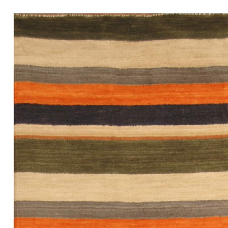 Handmade Striped Wool Rug (India) - 2'8 x 9'10