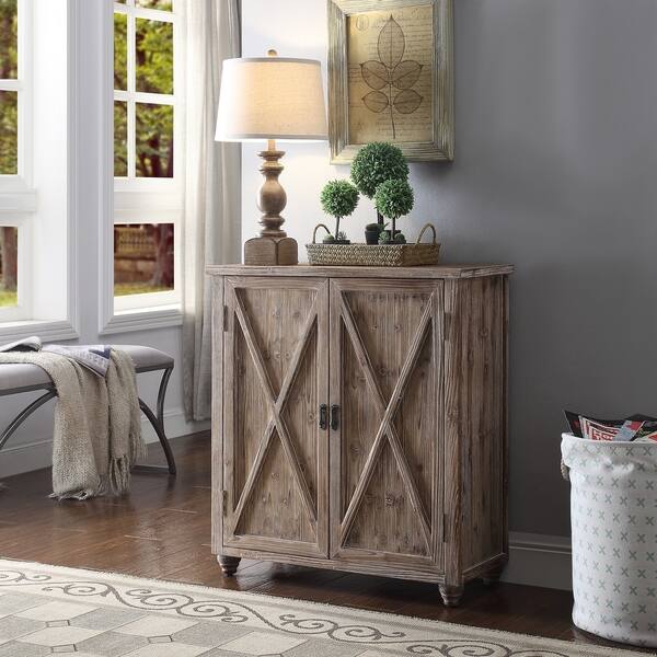 Shop Fleetwood Wash Brown X Front Cabinet With 2 Swing Doors