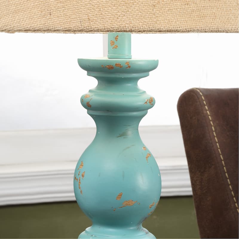 Sandown Blue 25-inch Resin Tapered Drum Table Lamp - 13x13x25