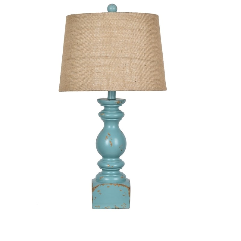 Sandown Blue 25-inch Resin Tapered Drum Table Lamp - 13x13x25
