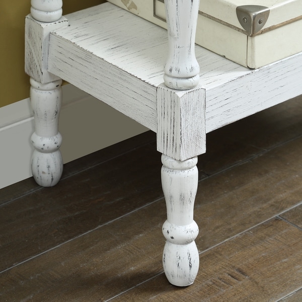 distressed white wood side table