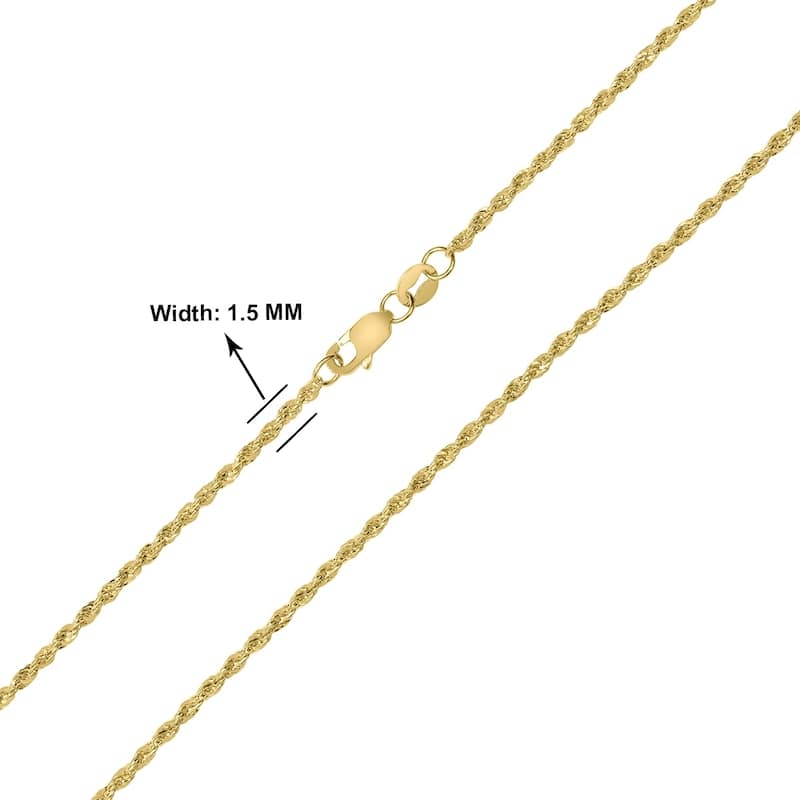 10K Yellow Gold 1.5MM Sparkle Rope Chain With Lobster Clasp - 16 Inch