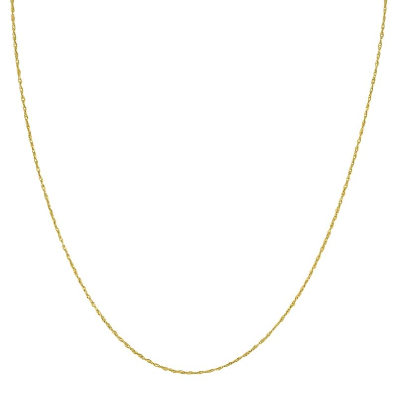 10K Yellow Gold .7MM Shiny Carded Rope Chain with Spring Ring Clasp - 16 Inch