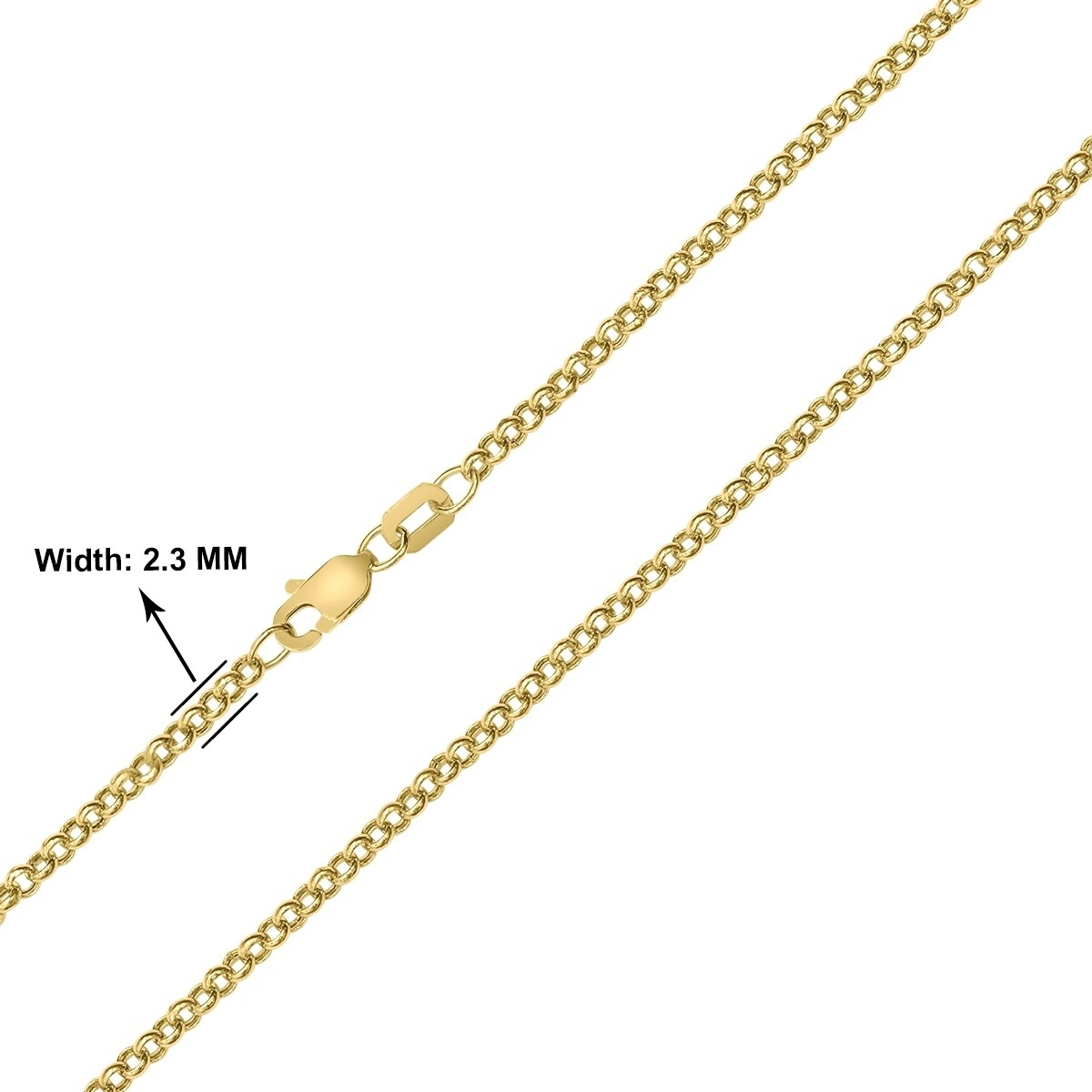 Solid 14k Yellow Gold 1.5 mm Diamond-Cut Rolo Chain Necklace with Secure Lobster Lock Clasp