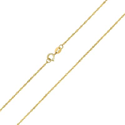 10K Yellow Gold 1MM Singapore Chain with Spring Ring Clasp - 16 Inch