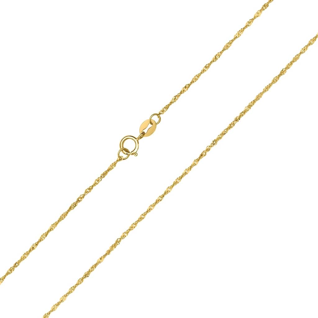 10K Yellow Gold 1MM Singapore Chain with Spring Ring Clasp - 16 Inch