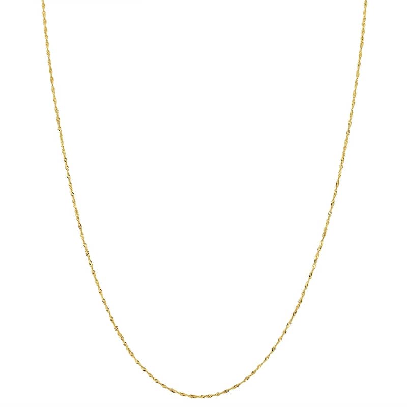 10K Yellow Gold 1MM Singapore Chain with Spring Ring Clasp - 20 Inch