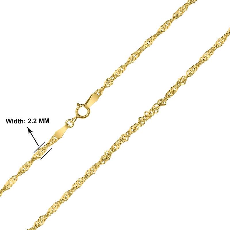 10K Yellow Gold 2.2mm Singapore Chain with Spring Ring Clasp - 20 Inch