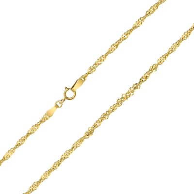 10K Yellow Gold 2.2mm Singapore Chain with Spring Ring Clasp - 20 Inch