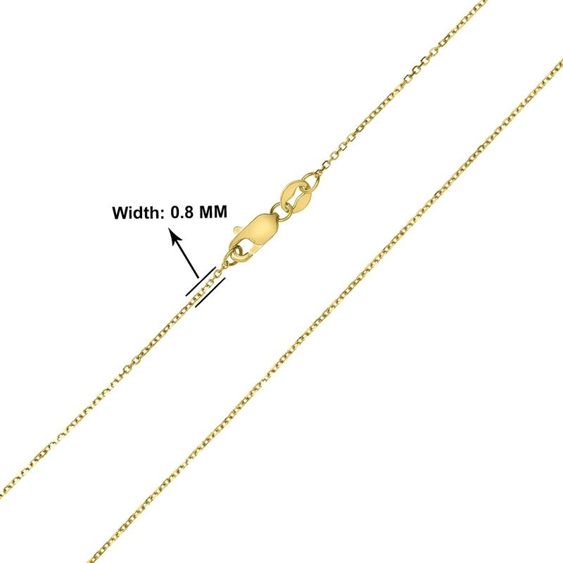10K Yellow Gold 0.8MM Shiny Cable Chain with Lobster Clasp - 16 Inch