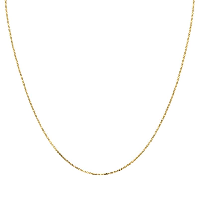 10K Yellow Gold 0.8MM Shiny Cable Chain with Lobster Clasp - 16 Inch