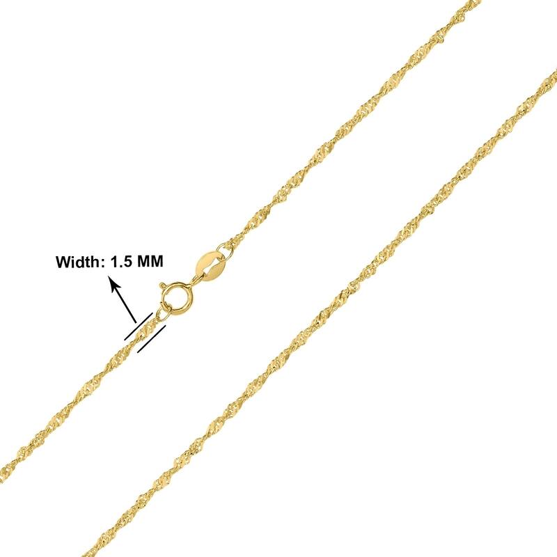 10K Yellow Gold 1.5mm Singapore Chain with Spring Ring Clasp - 16 Inch