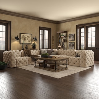 Knightsbridge II Tufted Beige 7-seater L-shape Modular Sectional with Arms by iNSPIRE Q Artisan