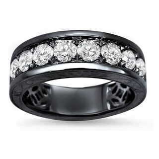 band gold diamond round ring 14k rhodium plated 3ct tdw 2ct engagement princess cut 5ct overstock