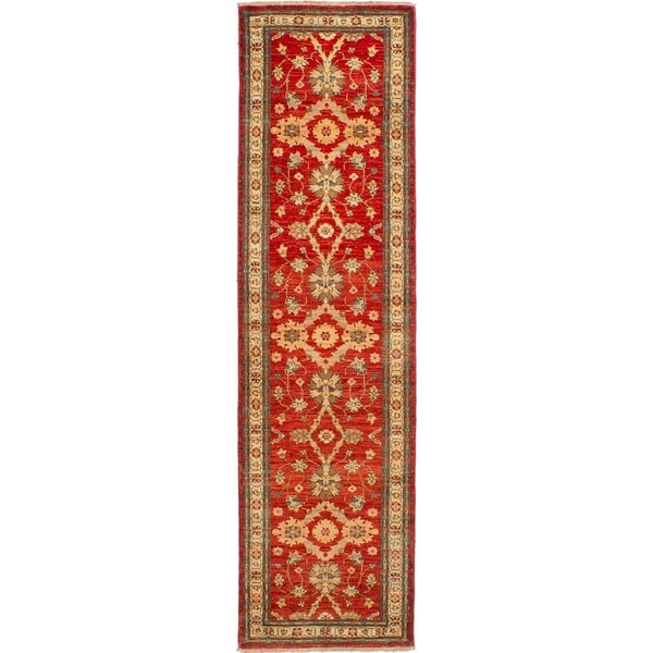 ECARPETGALLERY Hand-knotted Chobi Finest Red Wool Rug - 2'7 x 9'8