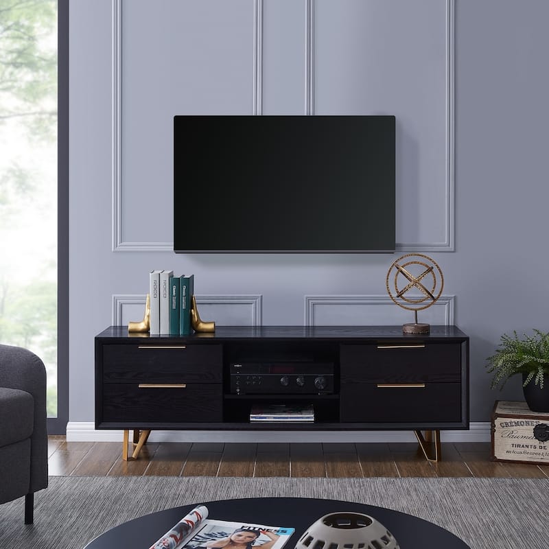 SEI Furniture Remi Black Modern Media TV Stand for TV's up to 68"