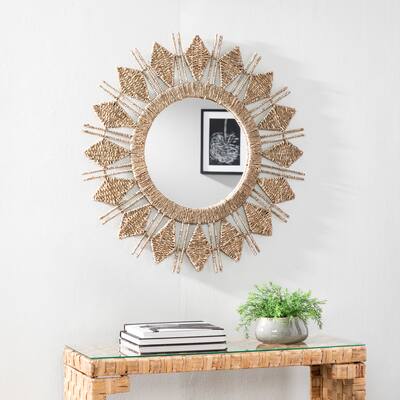 The Curated Nomad Ursa Woven Oversized Sunburst Decorative Wall Mirror