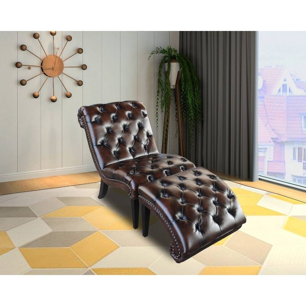 Brown Winer Faux Leather Chaise lounge