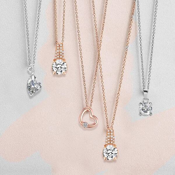 Rose Gold Plated Circle Heart Pendant Necklace With Crystal On Sale Overstock