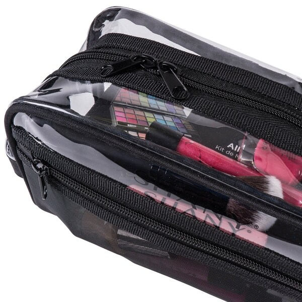 clear makeup bag with compartments