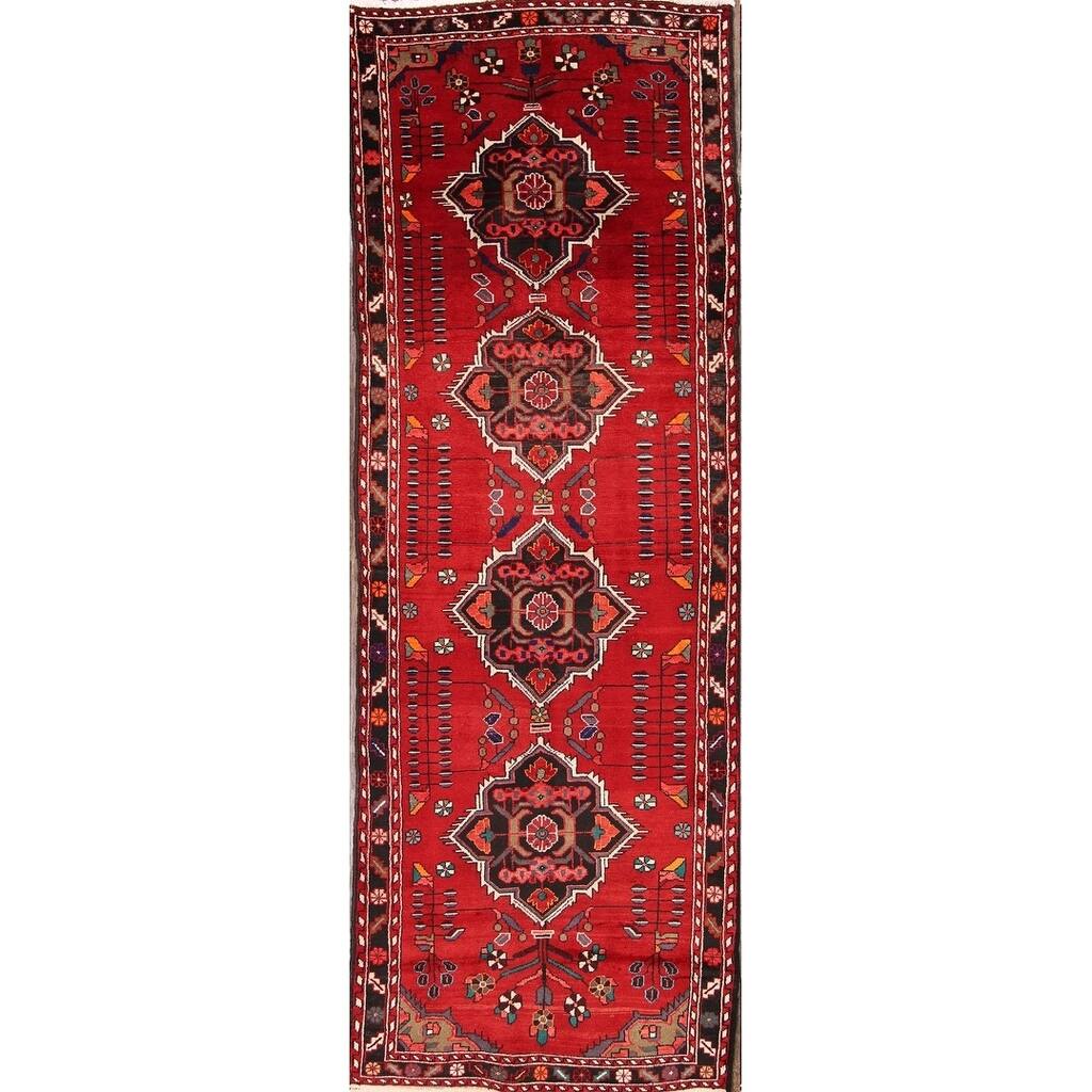 Traditional Malayer Hamedan Handmade Persian Wool Rug - 10'5" x 3'7" runner