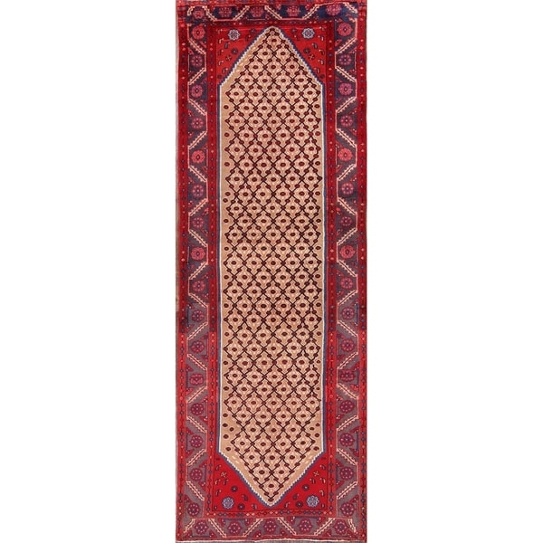 Koliaei Hamedan Hand Knotted Wool Persian Vintage Rug - 9'11" x 3'5" runner