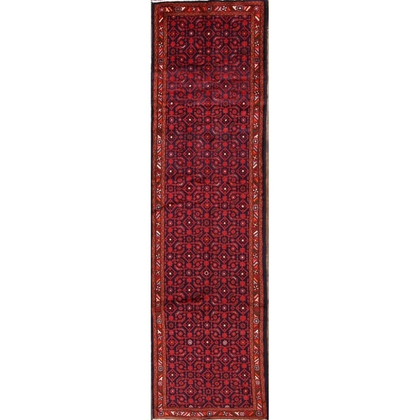 Oriental Traditional Zanjan Persian Hand Knotted Rug - 13'0" x 3'6" runner