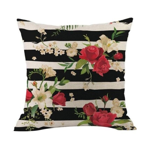 Flower Printed Linen Cotton Pillow Case 21303031-634