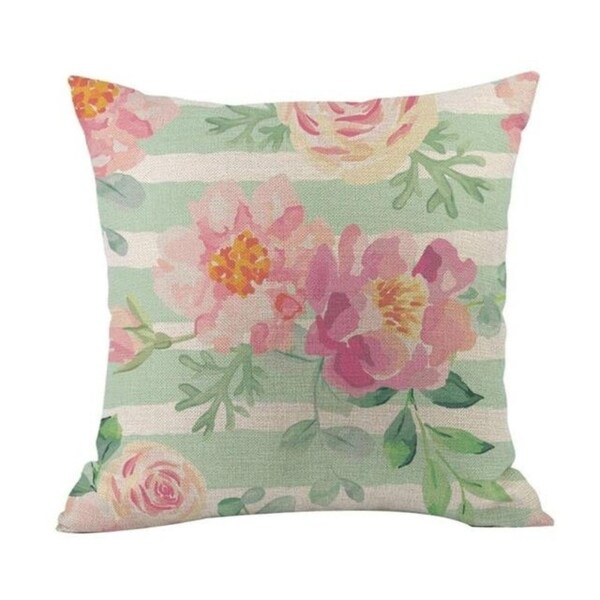Flower Printed Linen Cotton Pillow Case 21303031-637