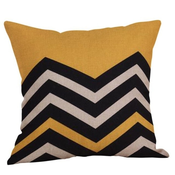 Yellow Geometric Fall Autumn Cushion Cover 21301686-420