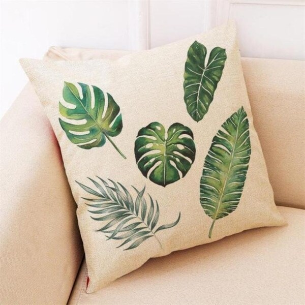 Big Leaf Tropical Plants Throw Pillow Covers 19280696-219