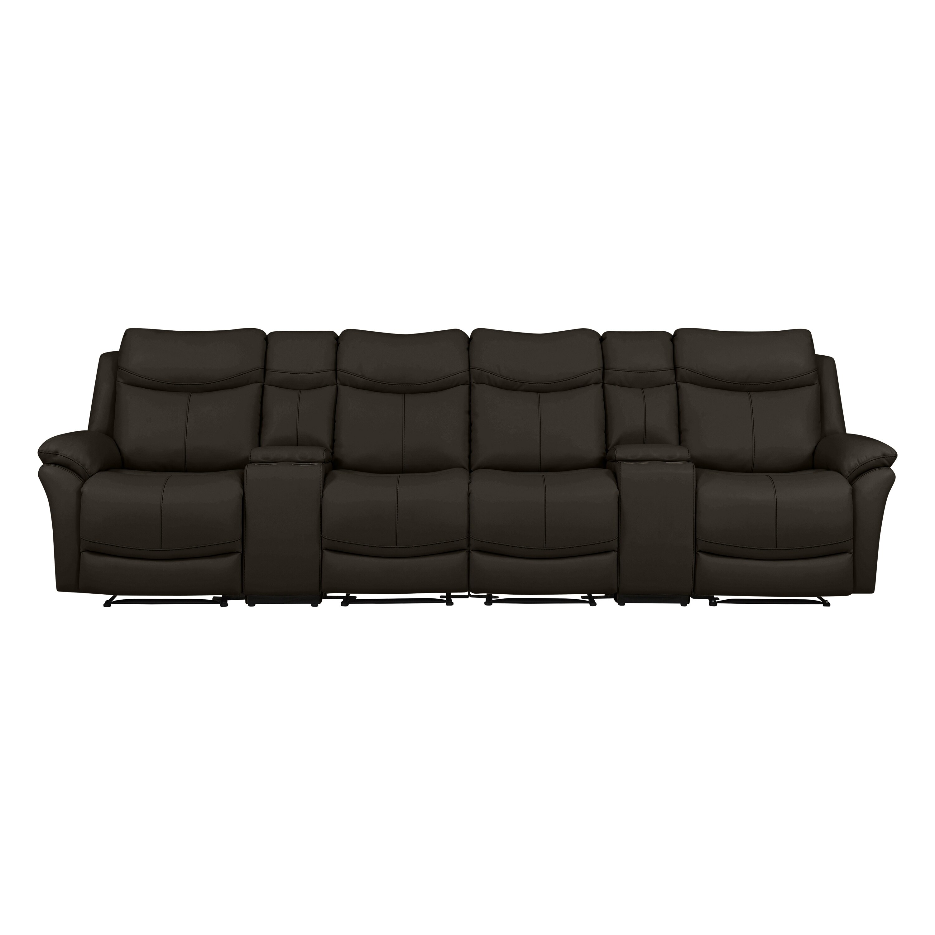 4 seater black leather recliner sofa