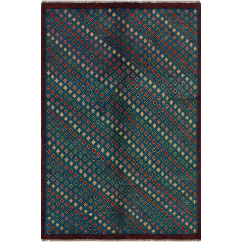 Balouchi Arya Christop Blue/Red Wool Rug (4'9 x 6'5) - 4'9" x 6'5"