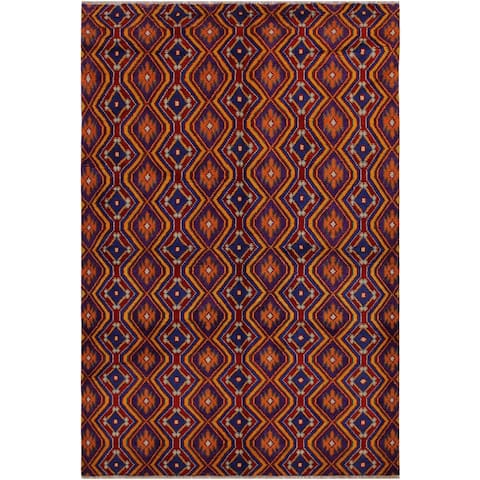 Balouchi Arya Alejandr Purple/Blue Wool Rug (4'11 x 6'8) - 4'11" x 6'8"