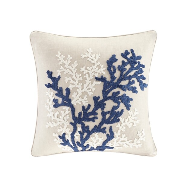 Harbor House Rift Coral Linen Embroidery Square Dec Pillow Home