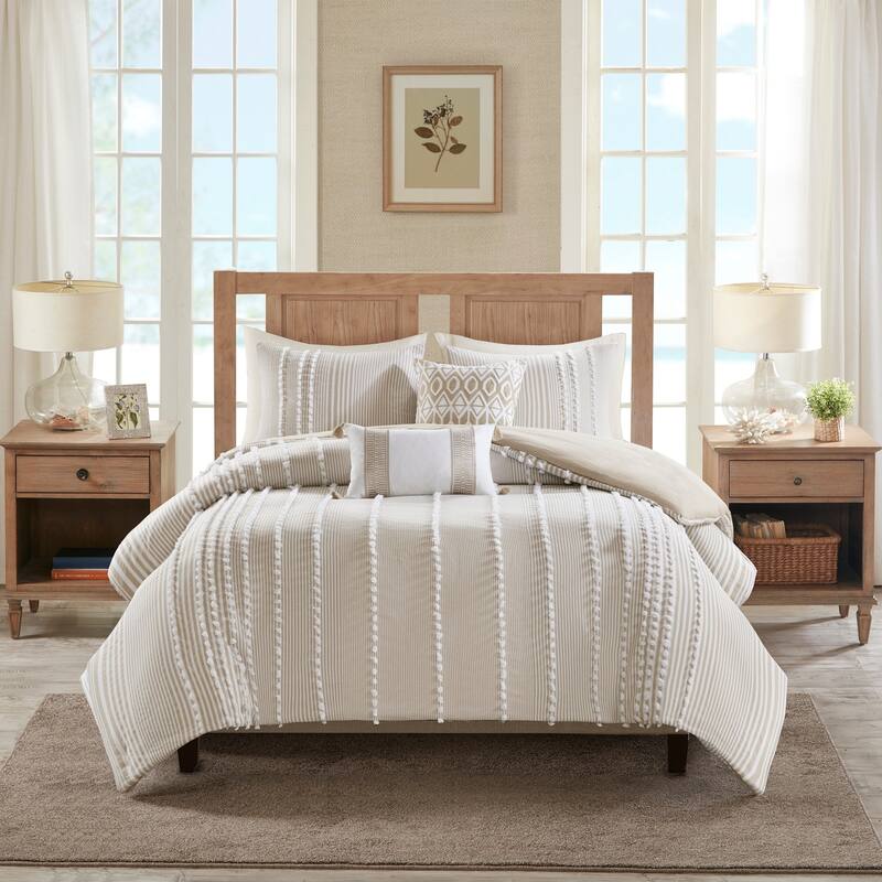 Harbor House Anslee Taupe Embroidered Cotton Decorative Pillow
