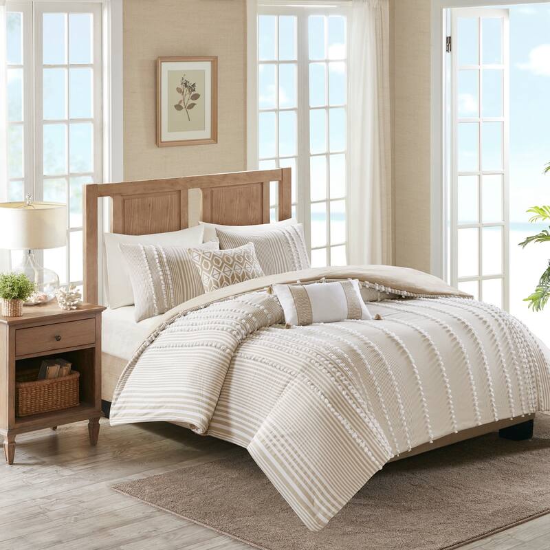 Harbor House Anslee Taupe Embroidered Cotton Decorative Pillow