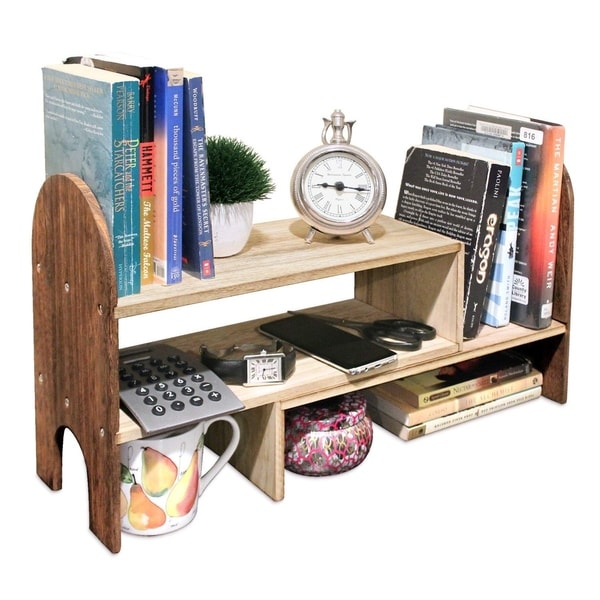 Desktop Off Surface Shelves Office Products Beige Wood