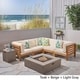 preview thumbnail 2 of 18, Oana Outdoor 7-Piece V-Shaped Acacia Wood Sectional Sofa Set with Fire Pit by Christopher Knight Home