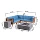preview thumbnail 7 of 18, Oana Outdoor 7-Piece V-Shaped Acacia Wood Sectional Sofa Set with Fire Pit by Christopher Knight Home